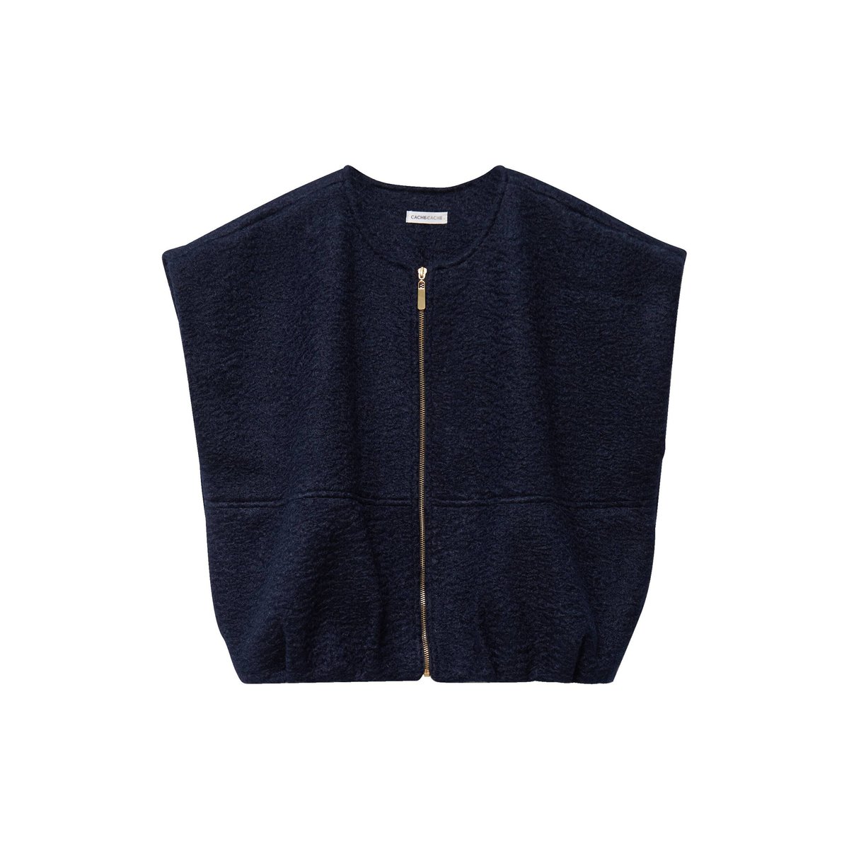 Gilet oversize sans manches col rond bleu marine, CACHE CACHE