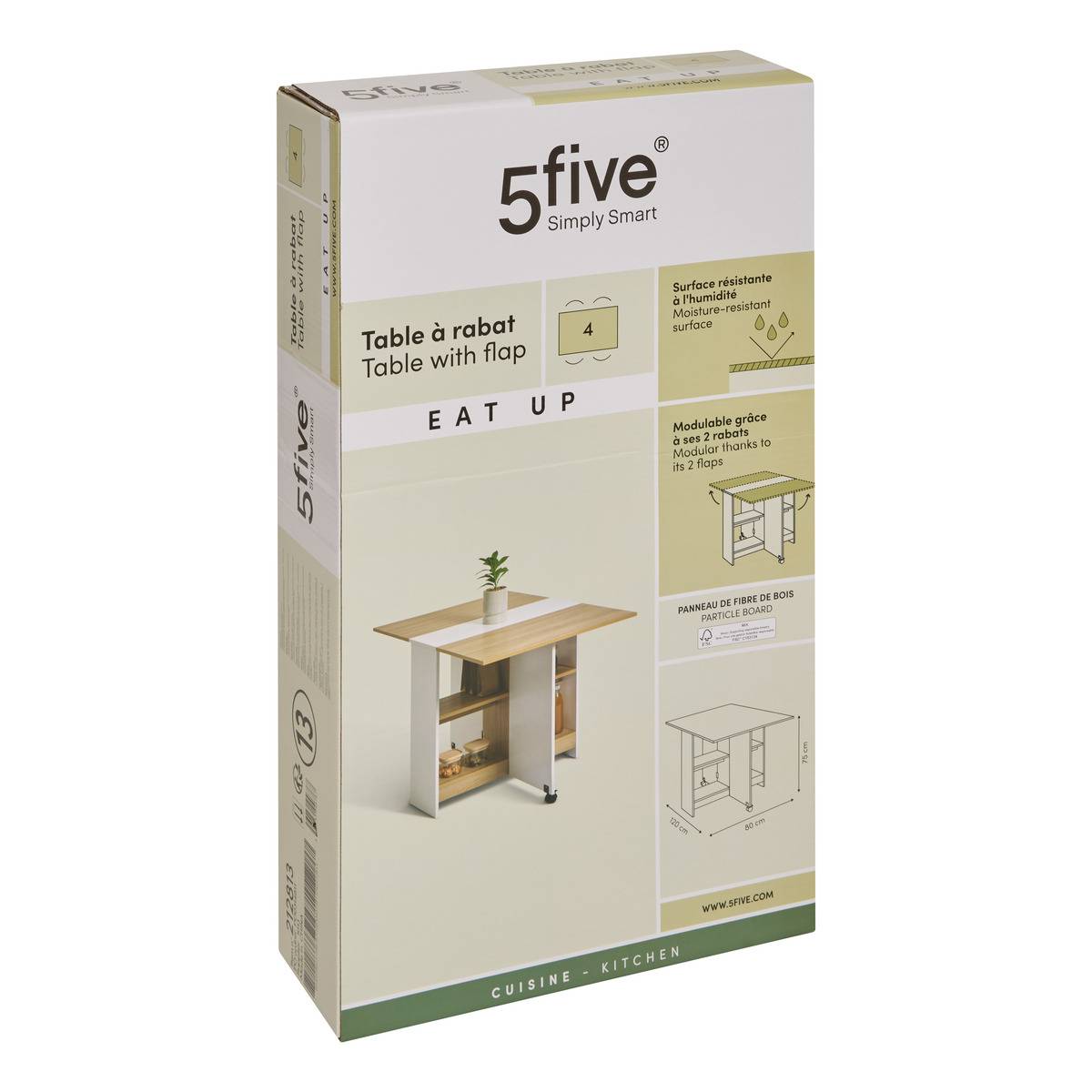 Table pliante 4 places EAT UP blanc, 5FIVE SIMPLY SMART