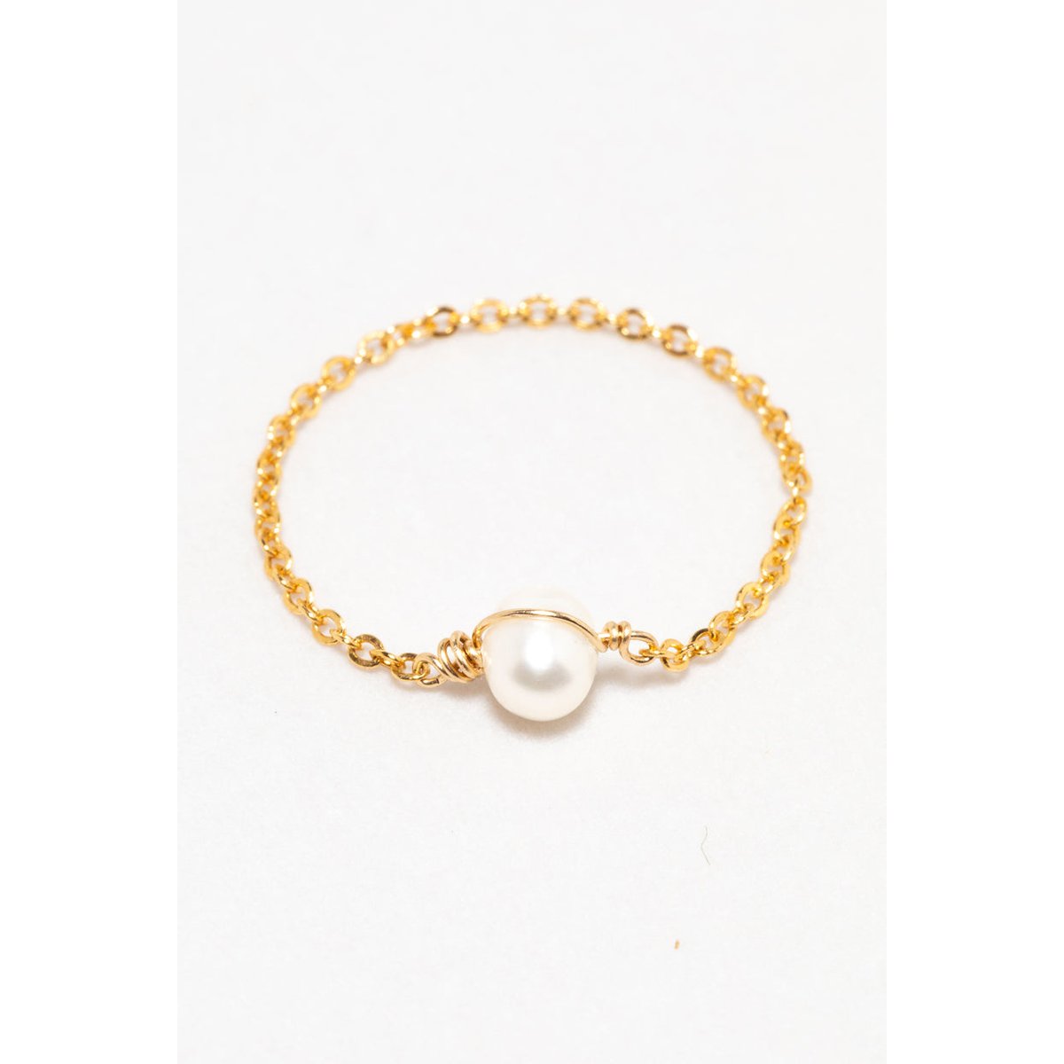 Bague chaînette Stella - Perle de culture or/perles de cultures blanches, YAY PARIS