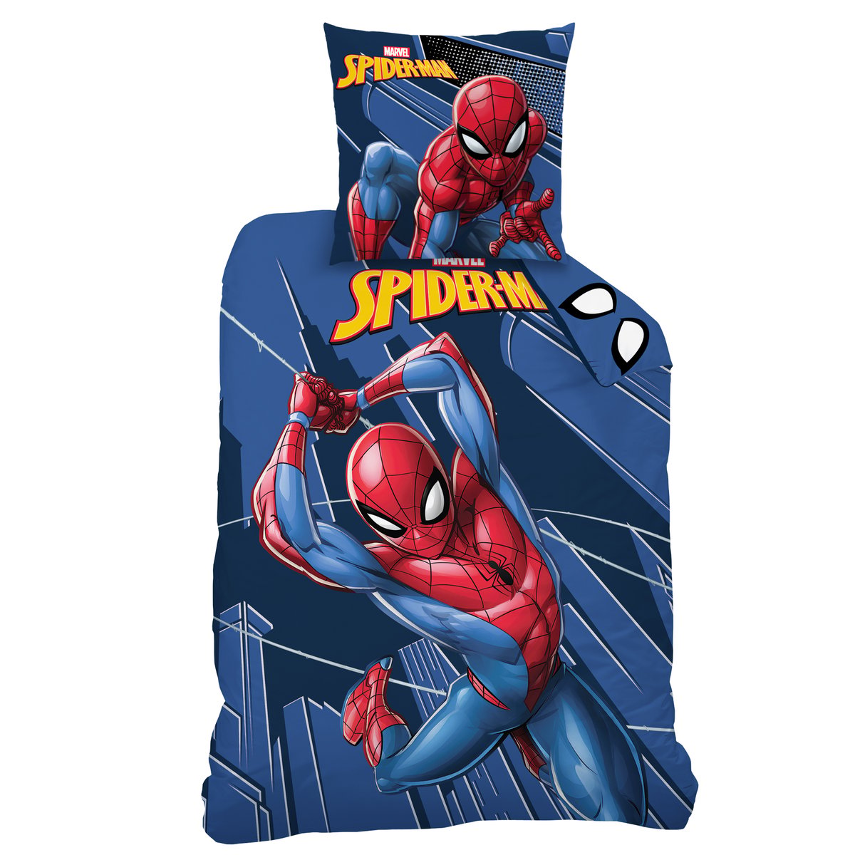 Parure de lit imprimée 100% coton, TRUE HERO bleu, SPIDER-MAN