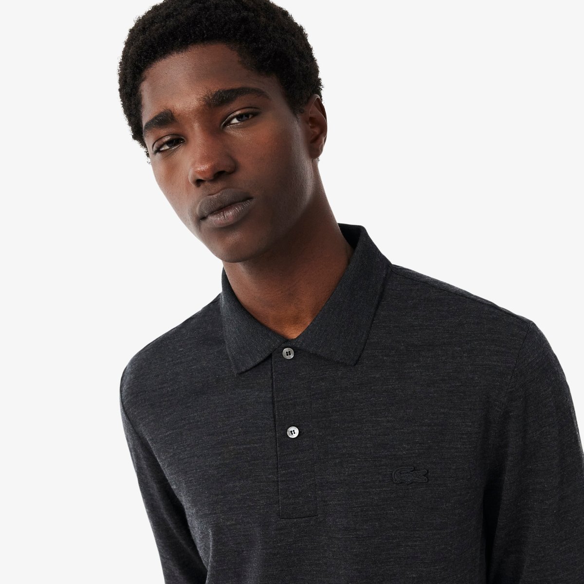 Polo manches longues laine regular fit gris-el6, LACOSTE