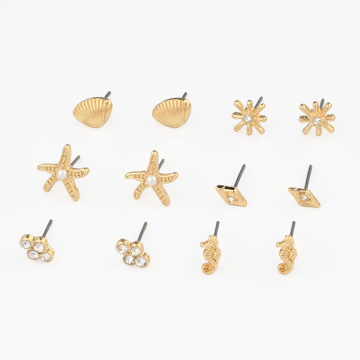 Set x6 paires de puces d'oreilles mer doré, BALABOOSTE