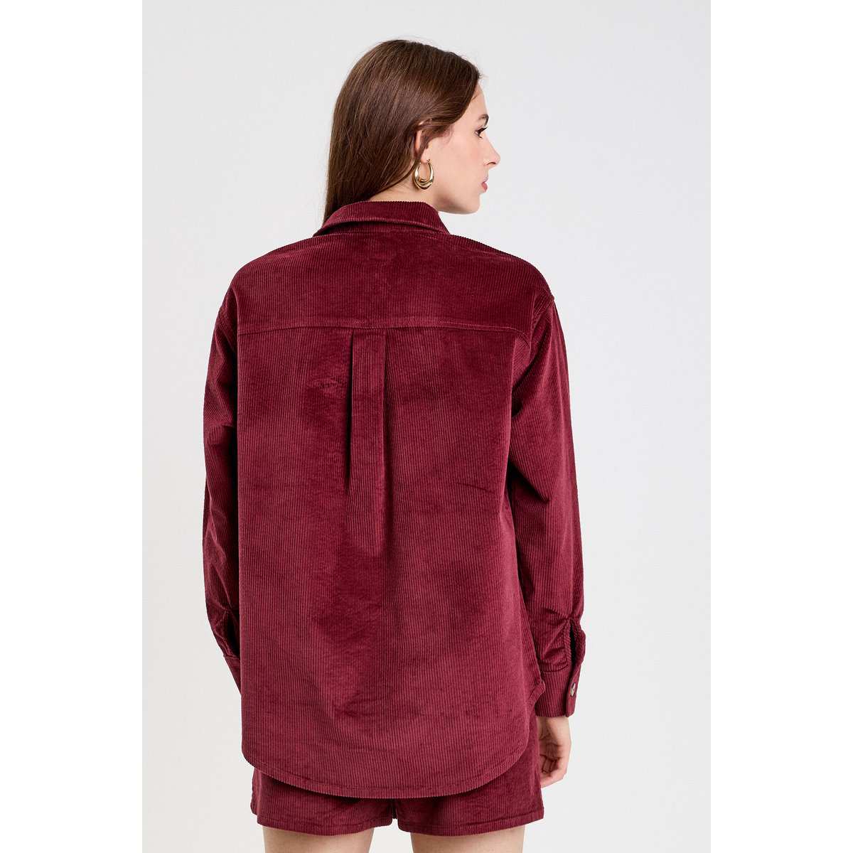 Chemise oversize en velours bordeaux, CACHE CACHE