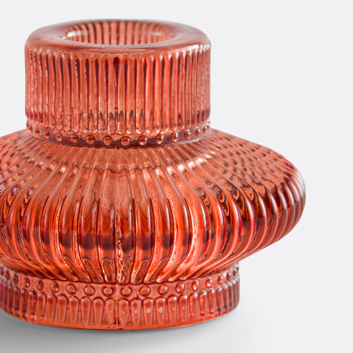 Bougeoir en verre strié coloré H5,7 cm, Sabri rouge, LA REDOUTE INTERIEURS