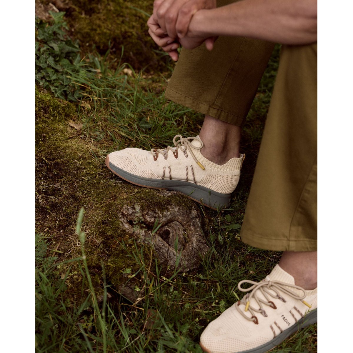 Running HEARTWOOD blanc et kaki, FAGUO