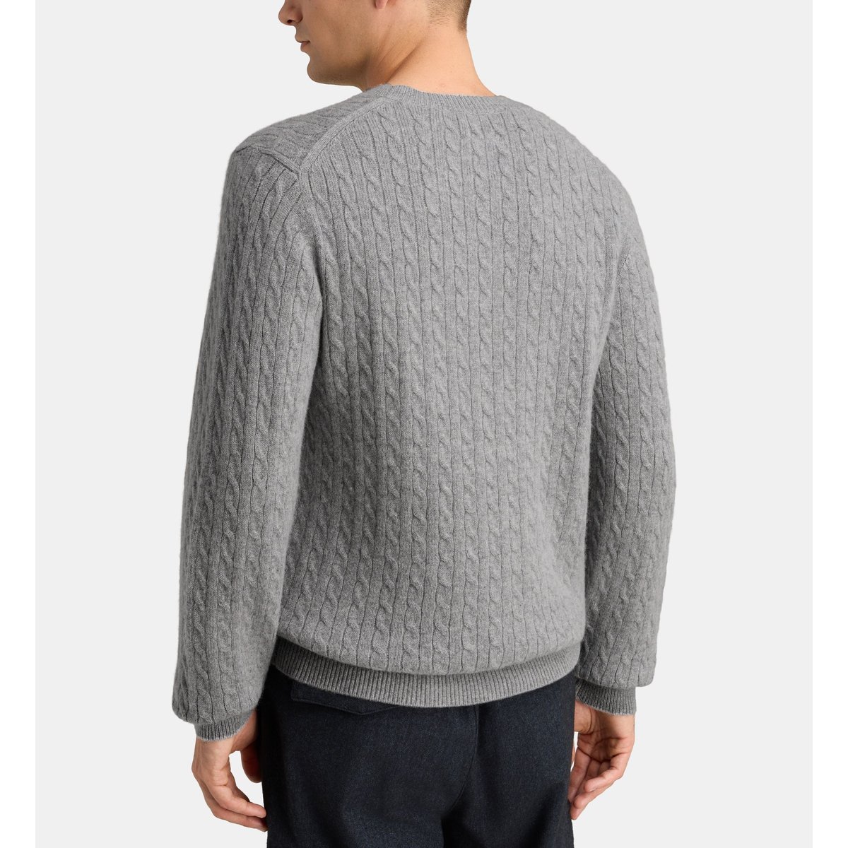 Pull droit cachcables torsadé cachemire gris clair, GALERIES LAFAYETTE