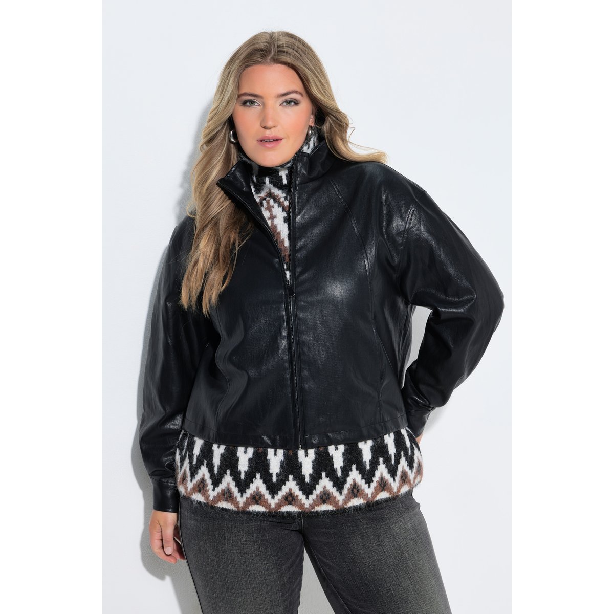 Veste de motard aspect cuir noir, ULLA POPKEN