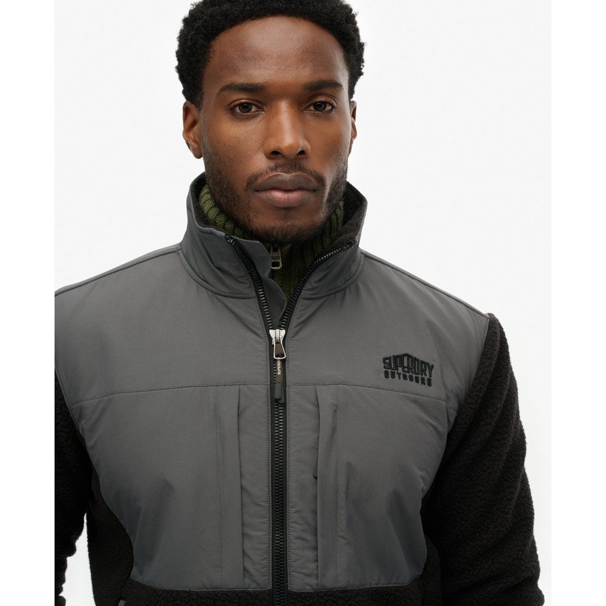 Veste en polaire Hybrid Trekker noir/noir, SUPERDRY