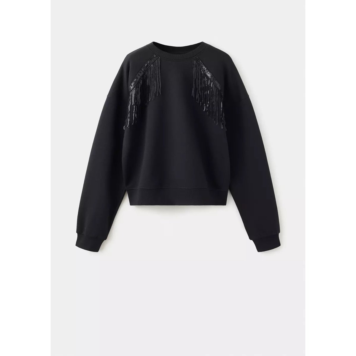 Sweat en coton à franges noir, MANGO TEEN