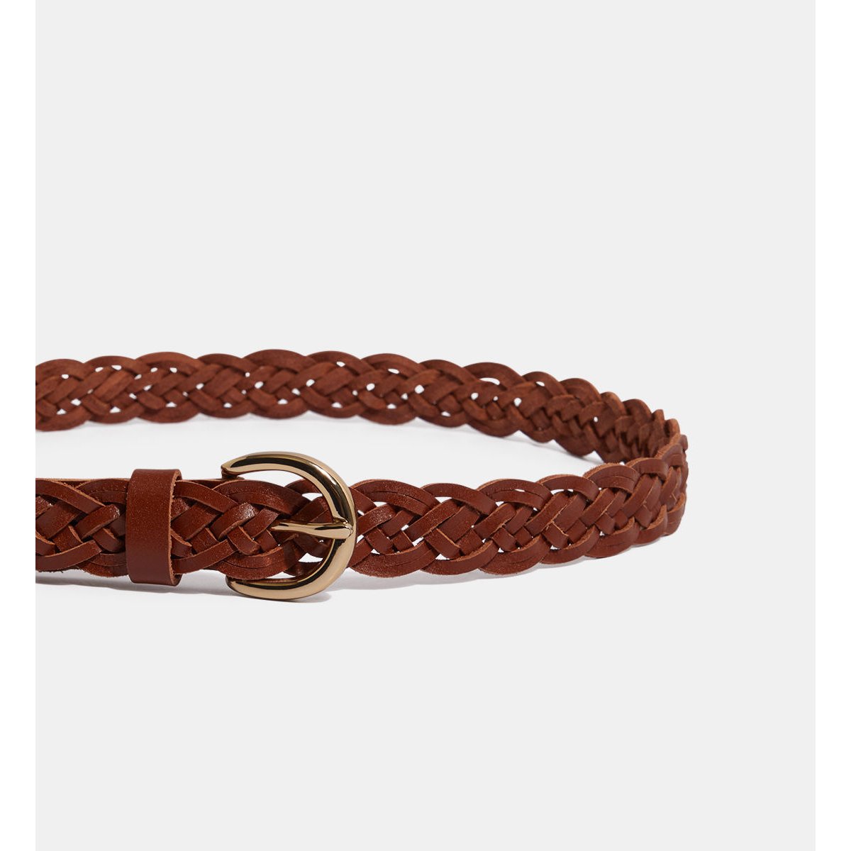 Ceinture iris cuir tressé camel, GALERIES LAFAYETTE