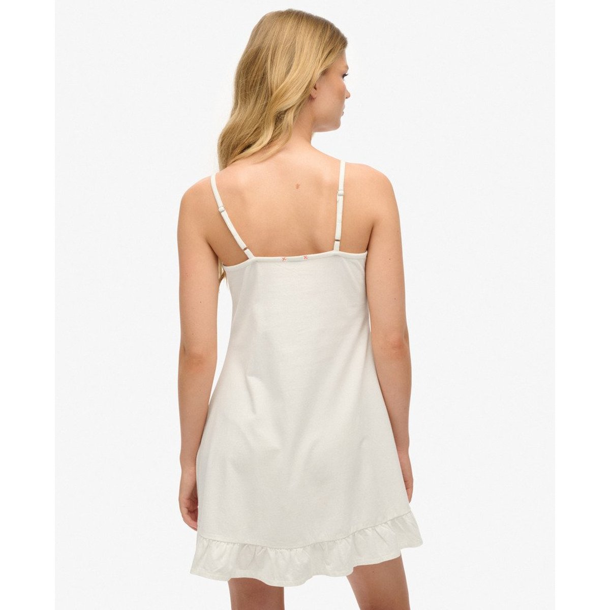 Robe caraco boutonnée à dentelle blanc cassé, SUPERDRY