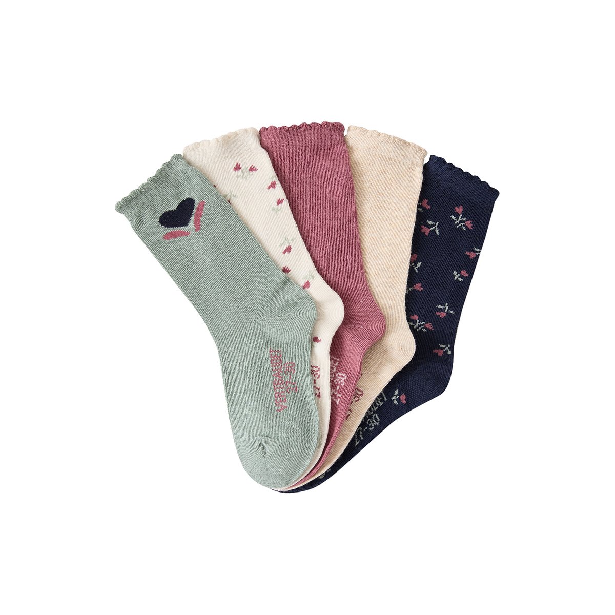 Lot de 5 chaussettes vieux rose, VERTBAUDET
