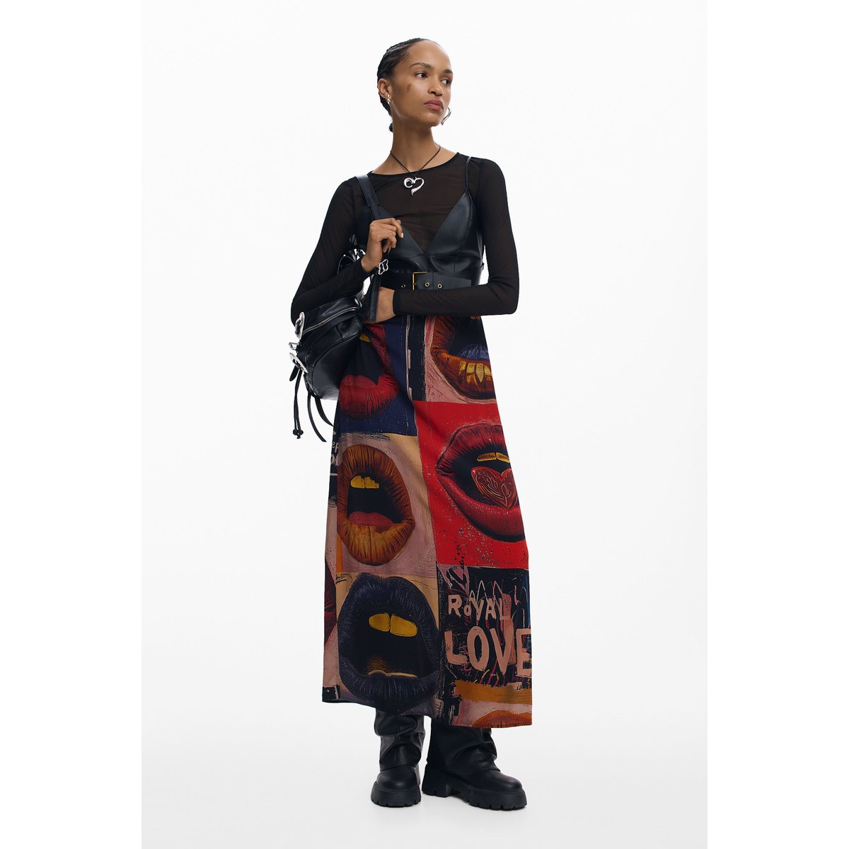 Robe à bretelles recyclée noir, DESIGUAL