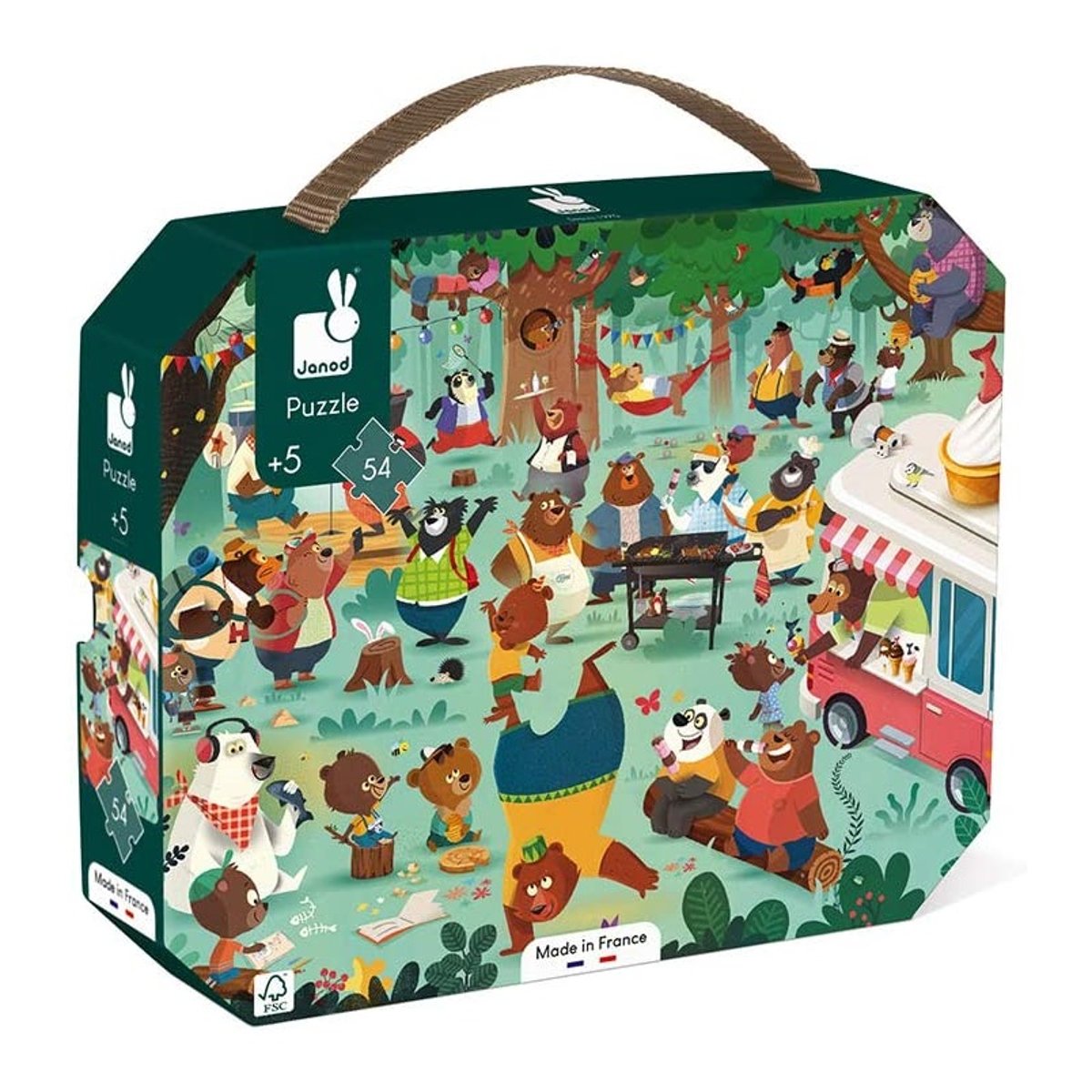 Puzzle La cousinade des ours 54 pcs vert, JANOD