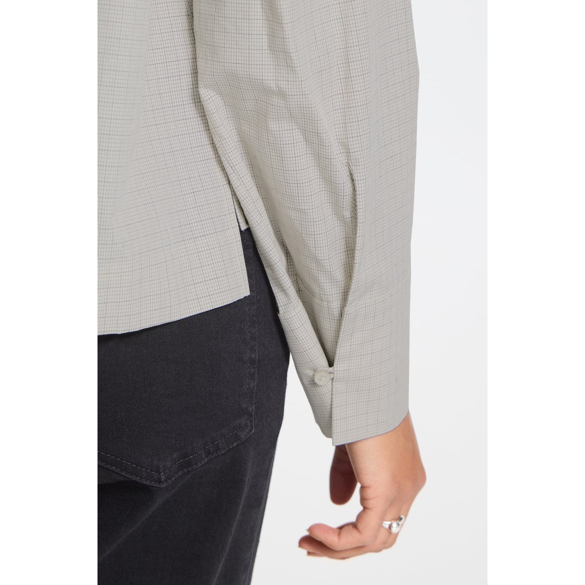 Chemise à manches longues gris small check, ICHI