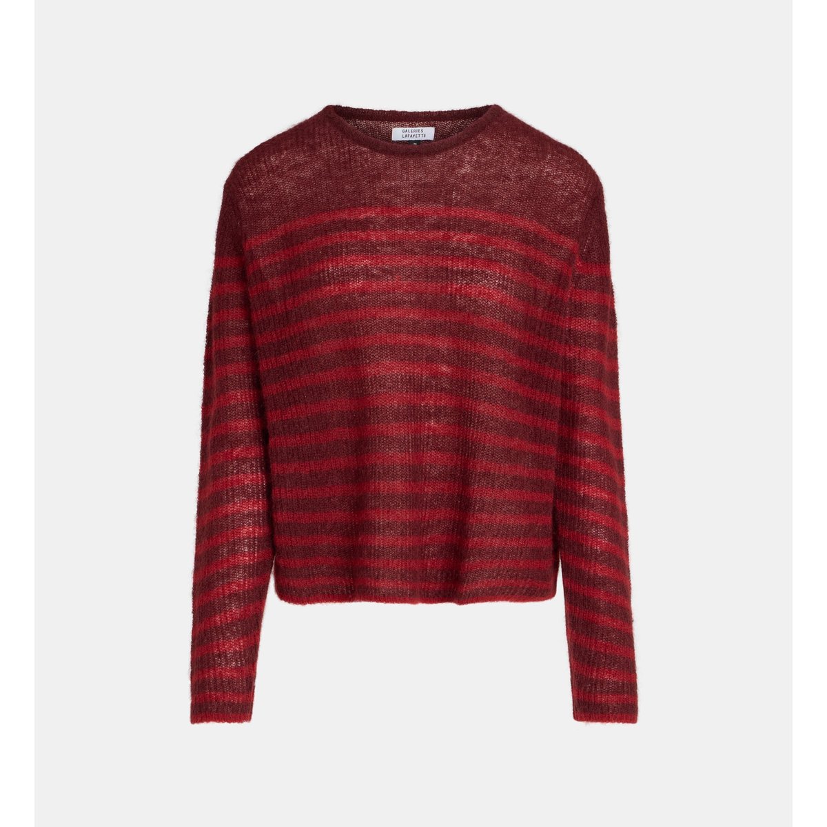 Pull droit finistere rayé en maille de laine mélangée bordeaux, GALERIES LAFAYETTE