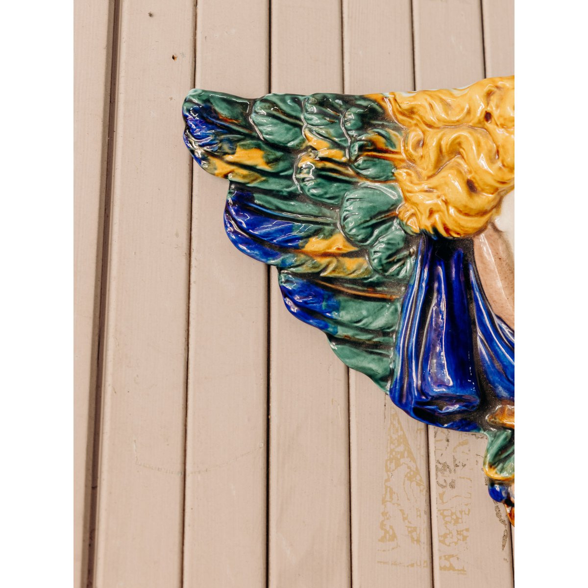 Petite console d'appoint en céramique colorée Hanna N°1560 - Bon état multicolore, DEBONGOUT