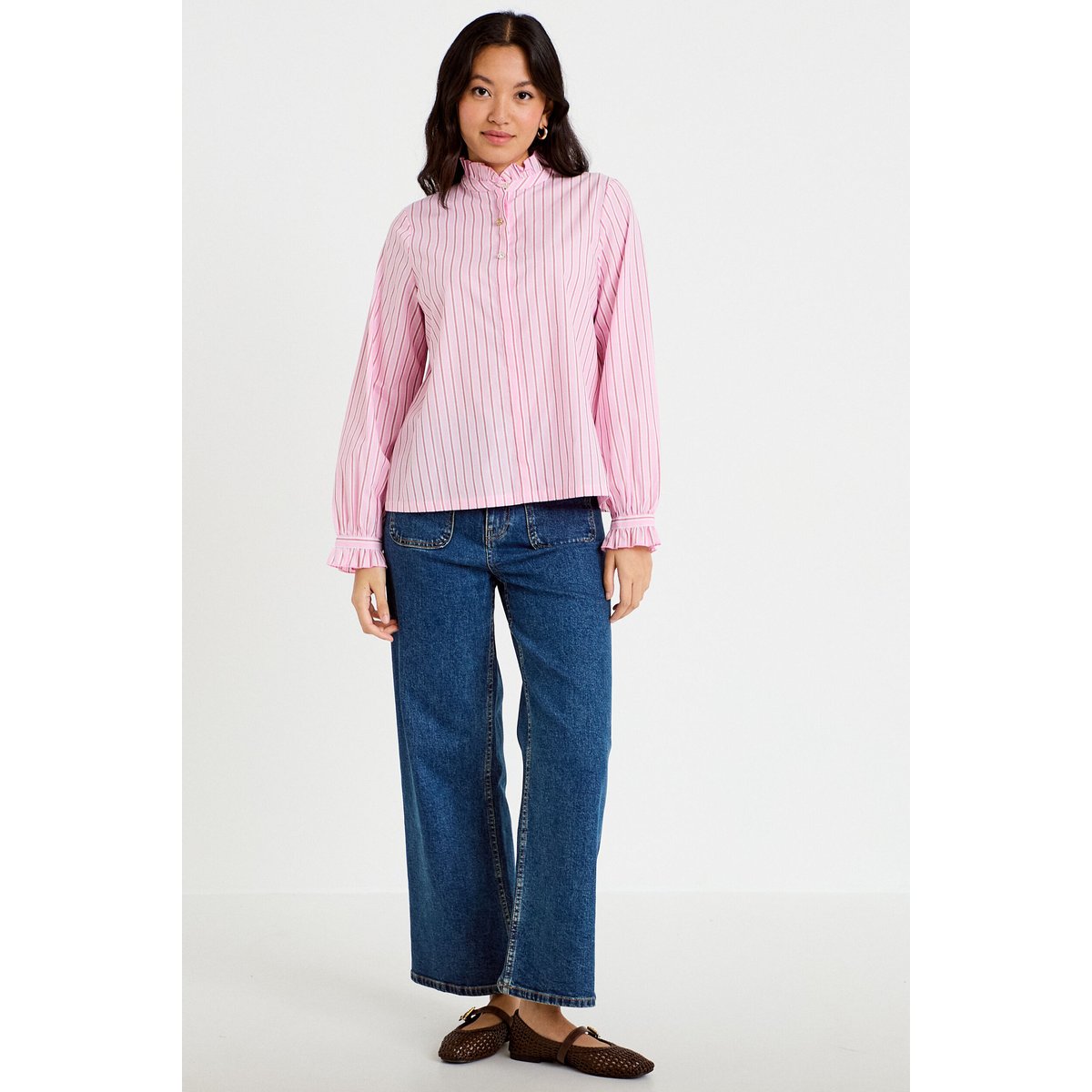 Chemise droite manches longues rose, CACHE CACHE