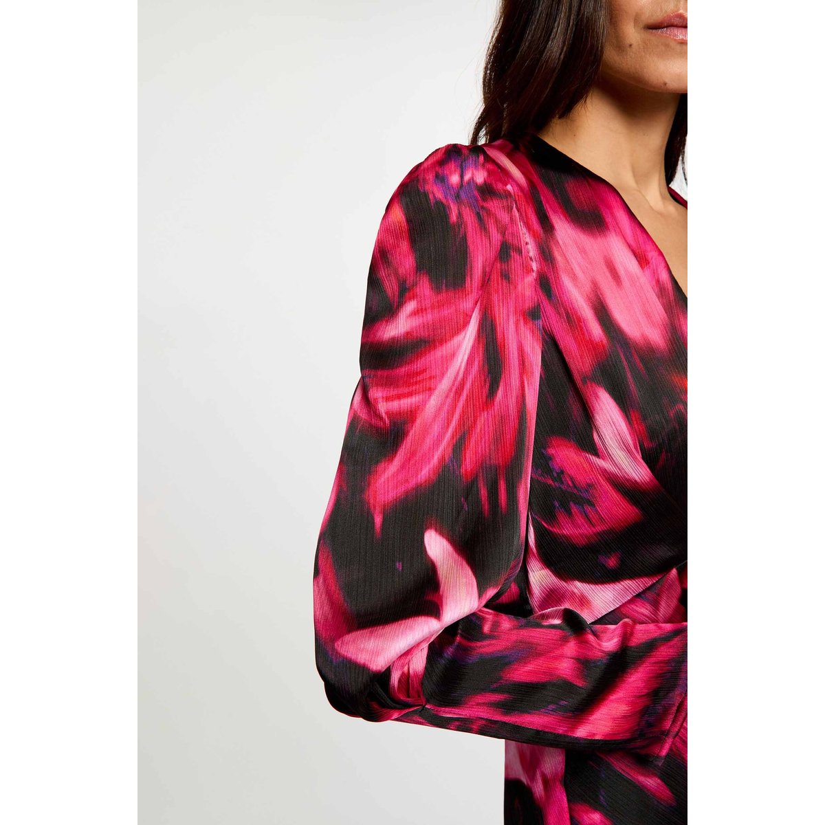 Robe voile col v multicolore, MORGAN