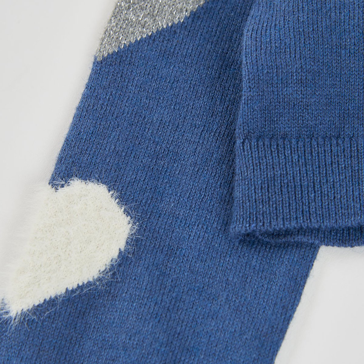 Gilet fille en maille avec coeurs bleu, BOBOLI