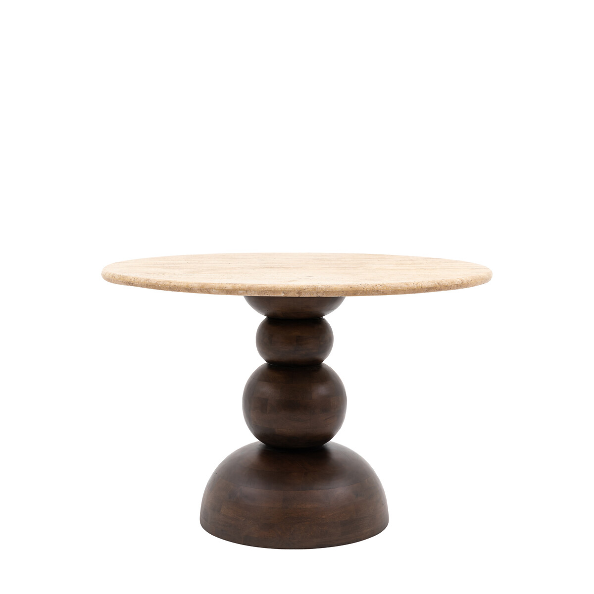 Sanford Round Travertine & Mango Dining Table dark wood, ÉDITÉ