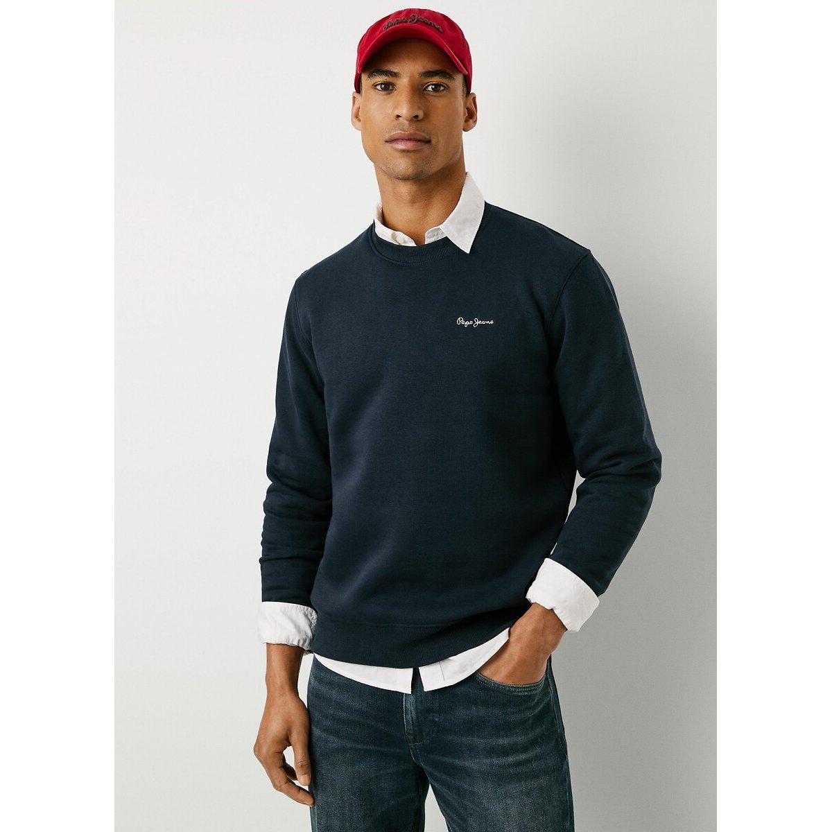 Sweat col rond Macbeth bleu marine, PEPE JEANS