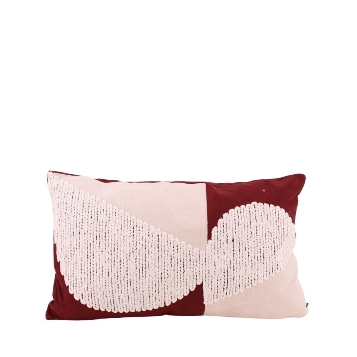 Coussin brodé motifs géométriques 30x50cm bordeaux, ORNAMI