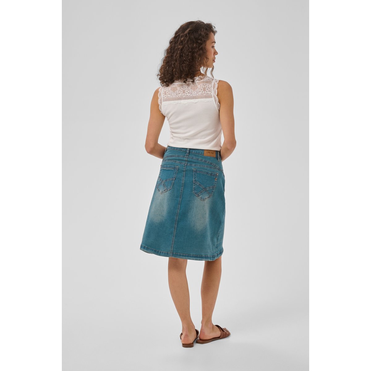 Denim skirt bleu light blue denim, CREAM