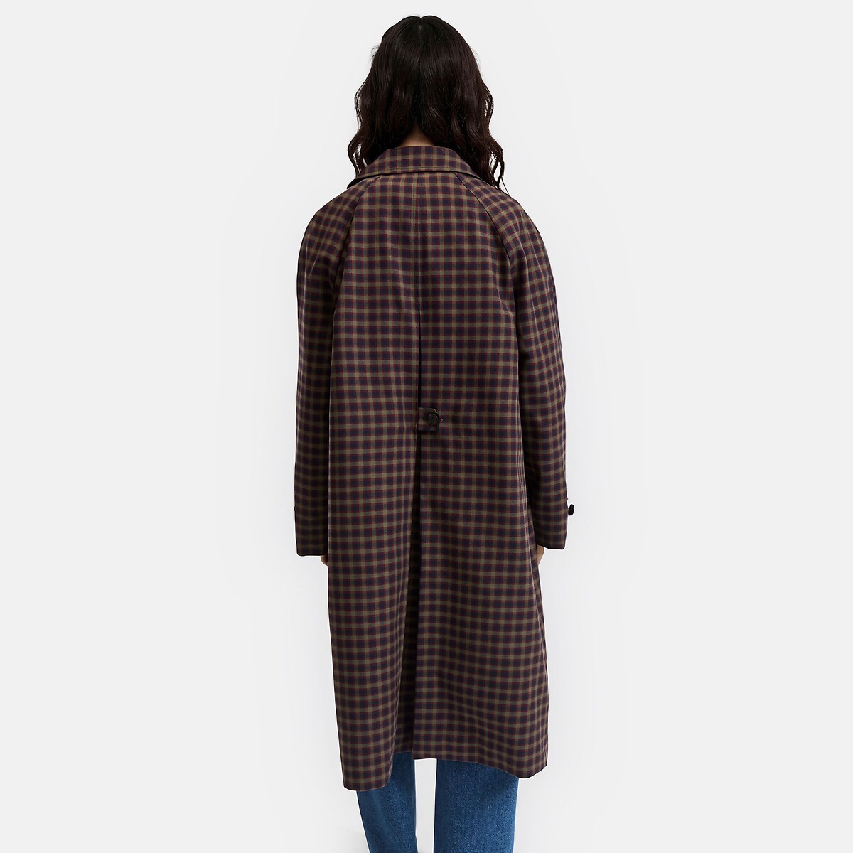 Karierter Trenchcoat, lang blau/grün kariert , LA REDOUTE COLLECTIONS