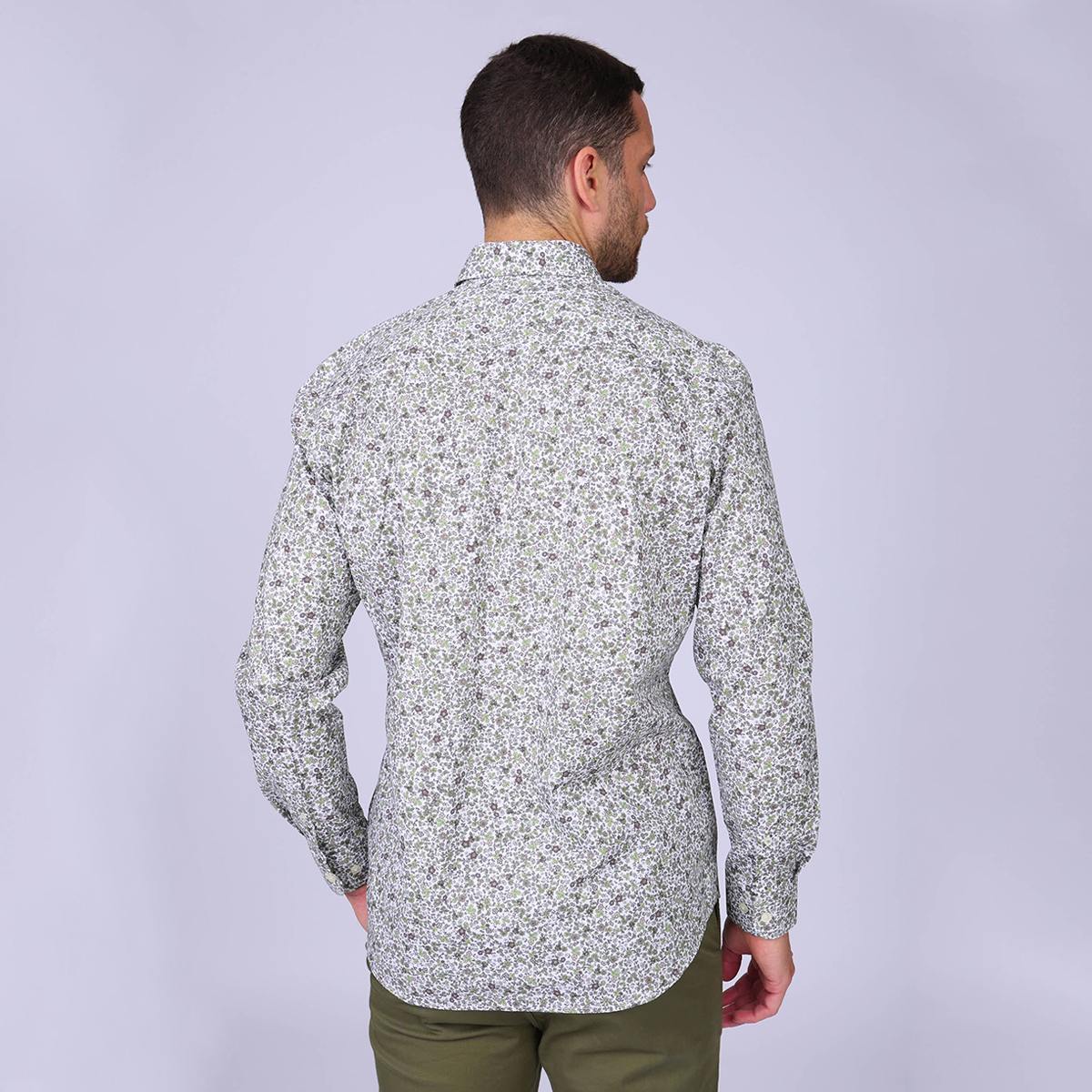 Chemise fleurie Hubert blanc casse, MISE AU GREEN