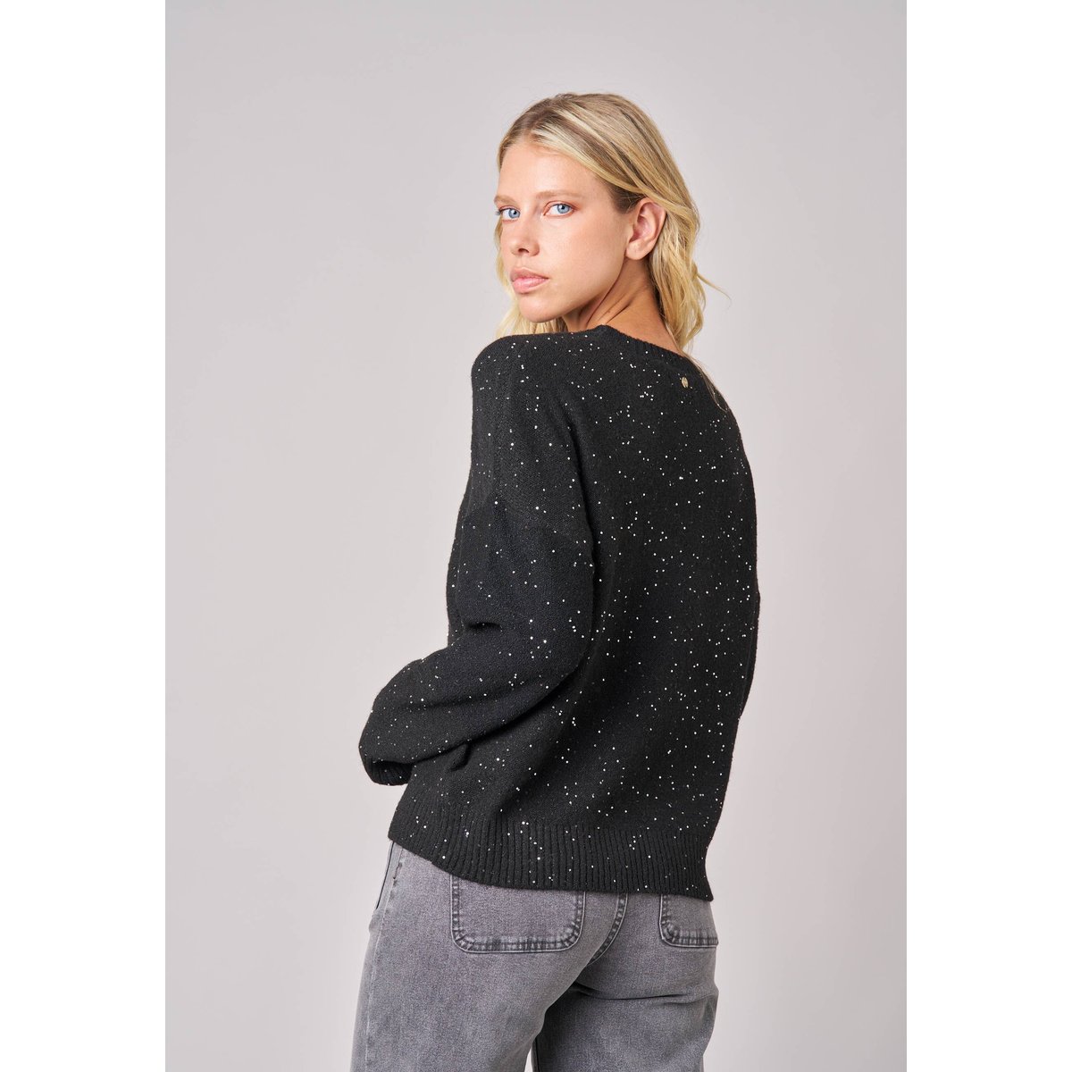 Pull femme avec sequins PIXIE black, DEELUXE