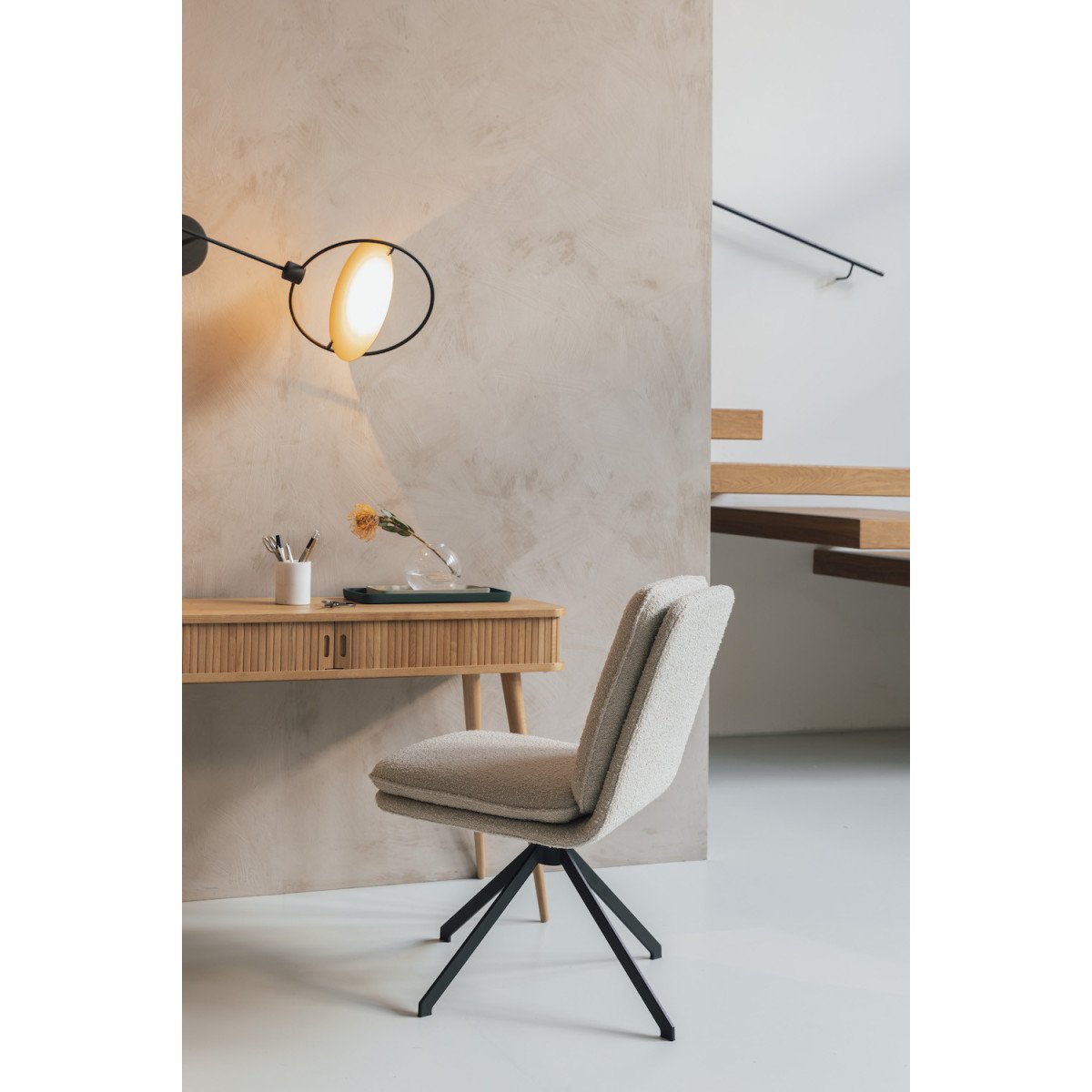 2 chaises en tissu bouclé  - TYLER blanc, ZUIVER