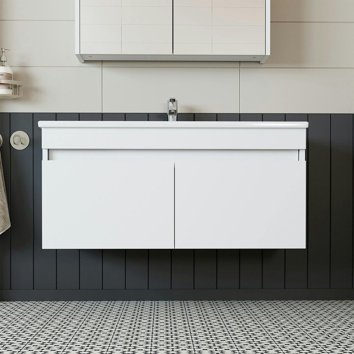 Meuble vasque 100 cm 2 portes AQUO blanc, PIER IMPORT