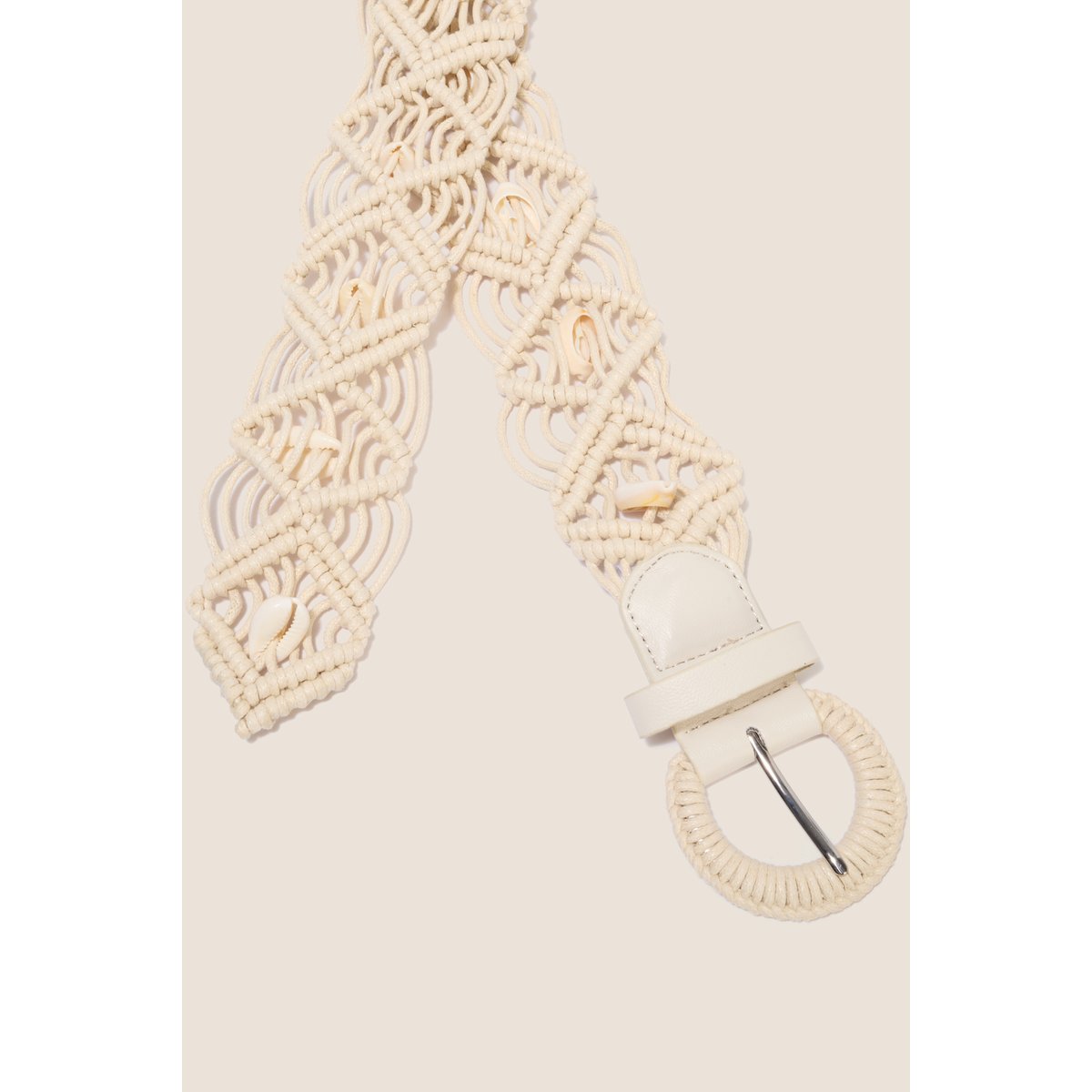 Ceinture tressée avec coquillages ecru, BREAL