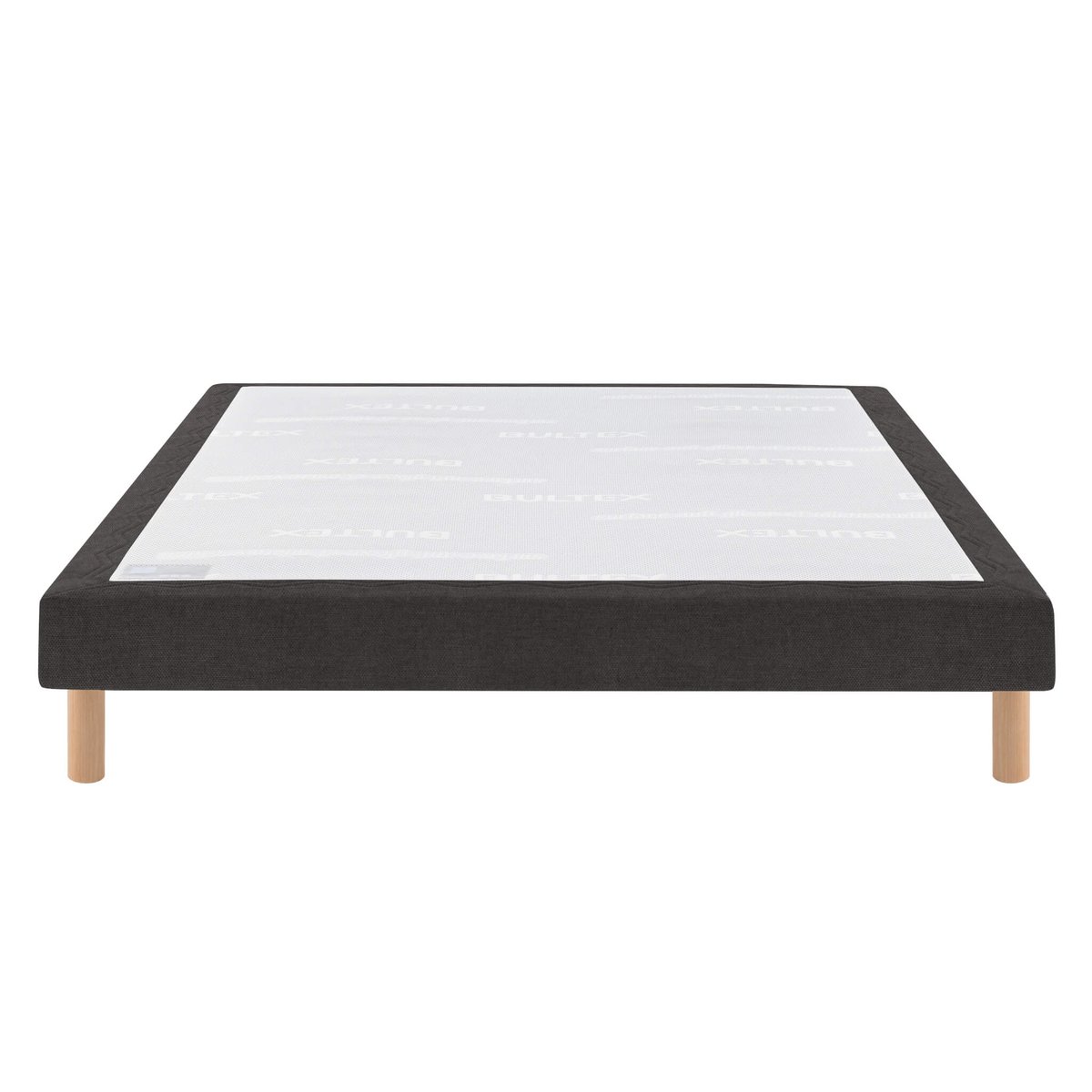Ensemble matelas nano, mémoire de forme, coton et laine RECOVERY, sommier MEDIANO gris fumé et pieds blanc, BULTEX