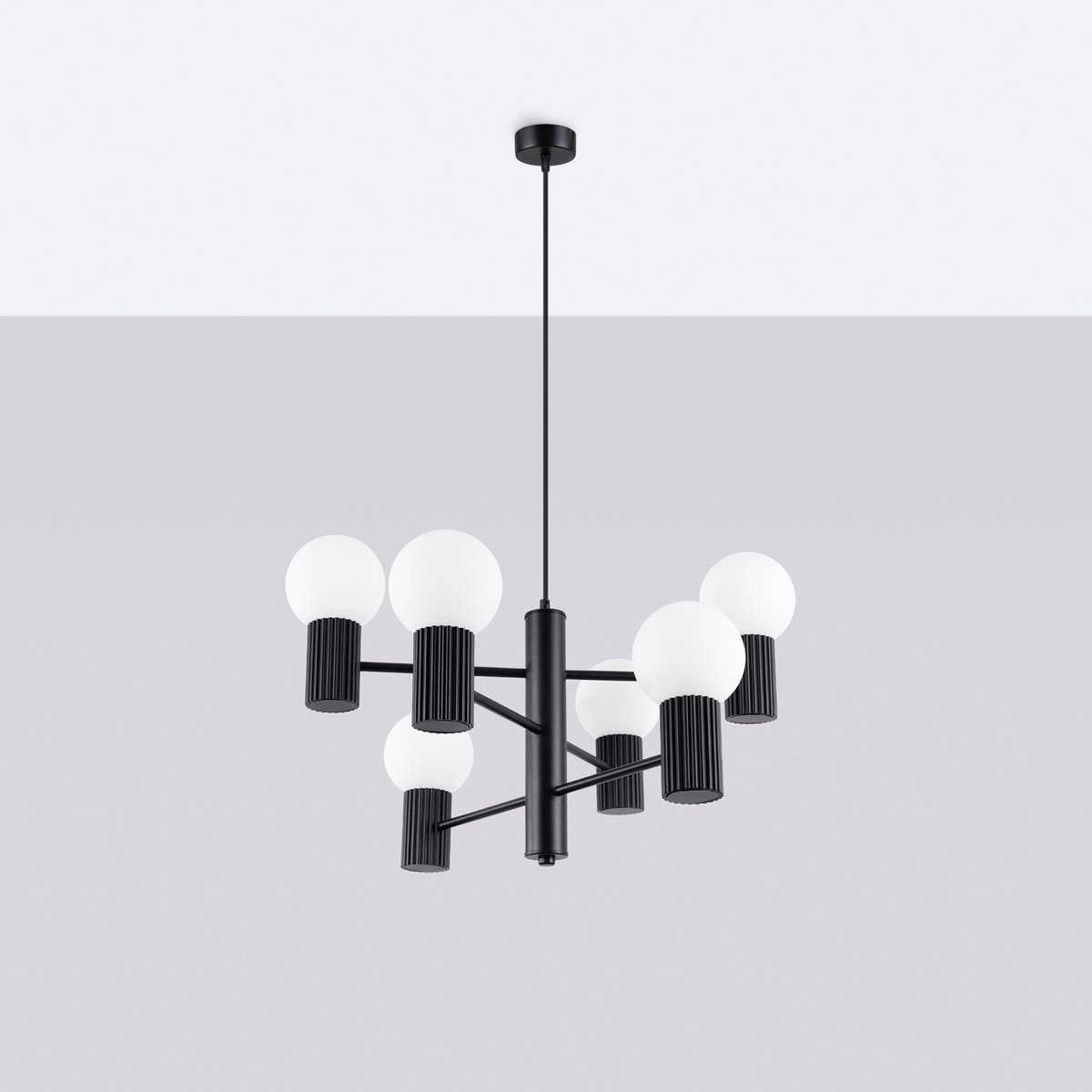 Lustre Aluminium Noir G9 6 Halo noir, EDEN