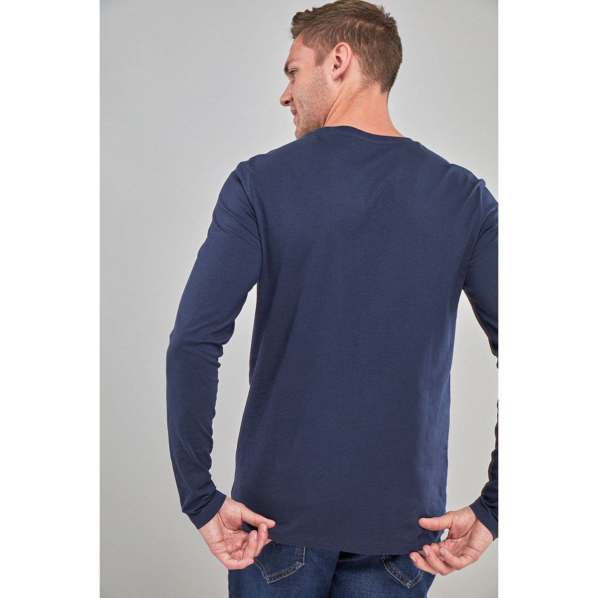 T-shirt Ras De Cou Aux Manches Longues bleu marine, NEXT