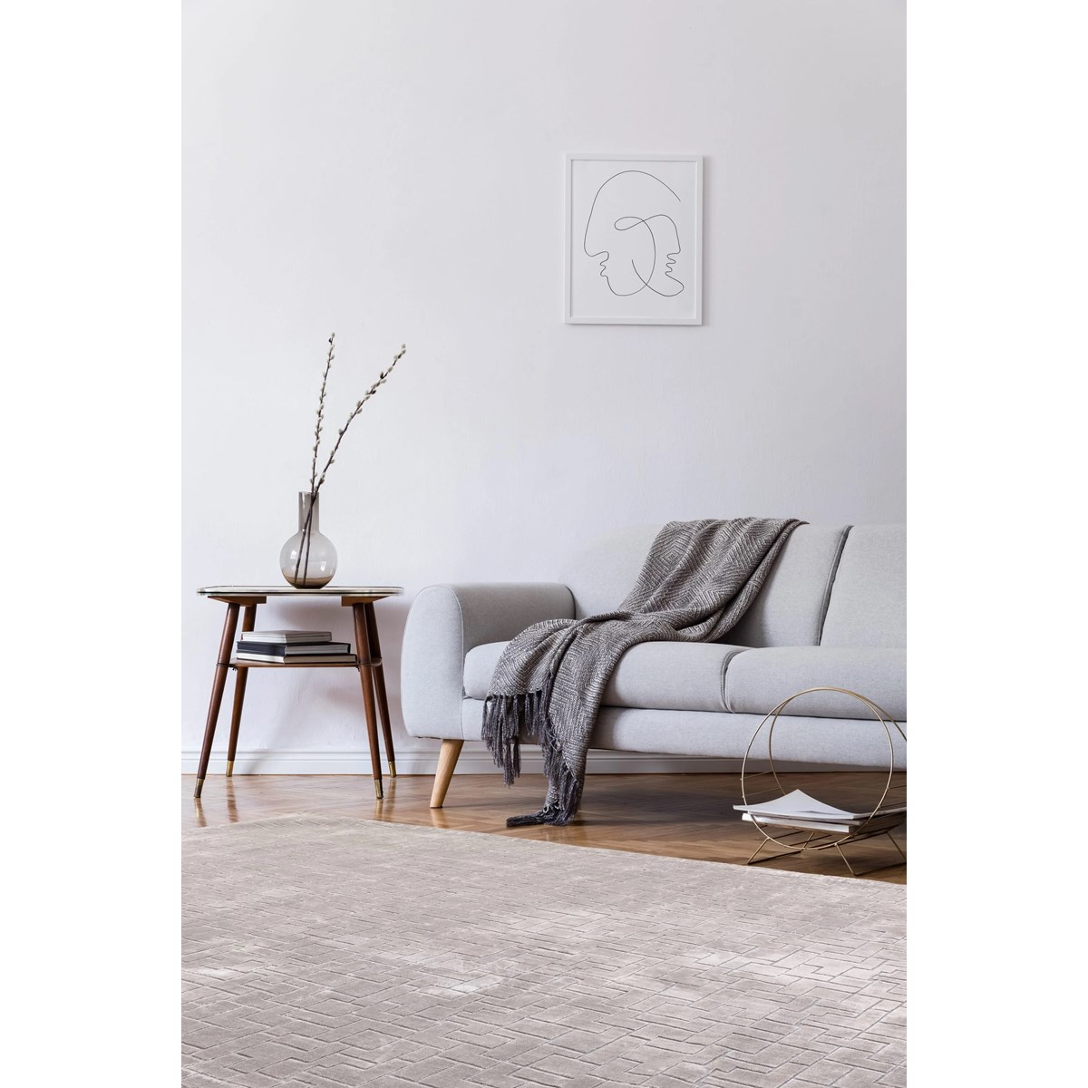 Tapis salon et chambre tissé main TETRIS argent, NOVATREND