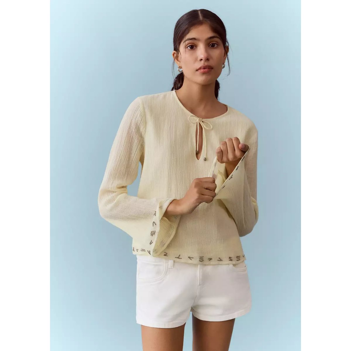 Short micro taille basse blanc cassé, MANGO TEEN