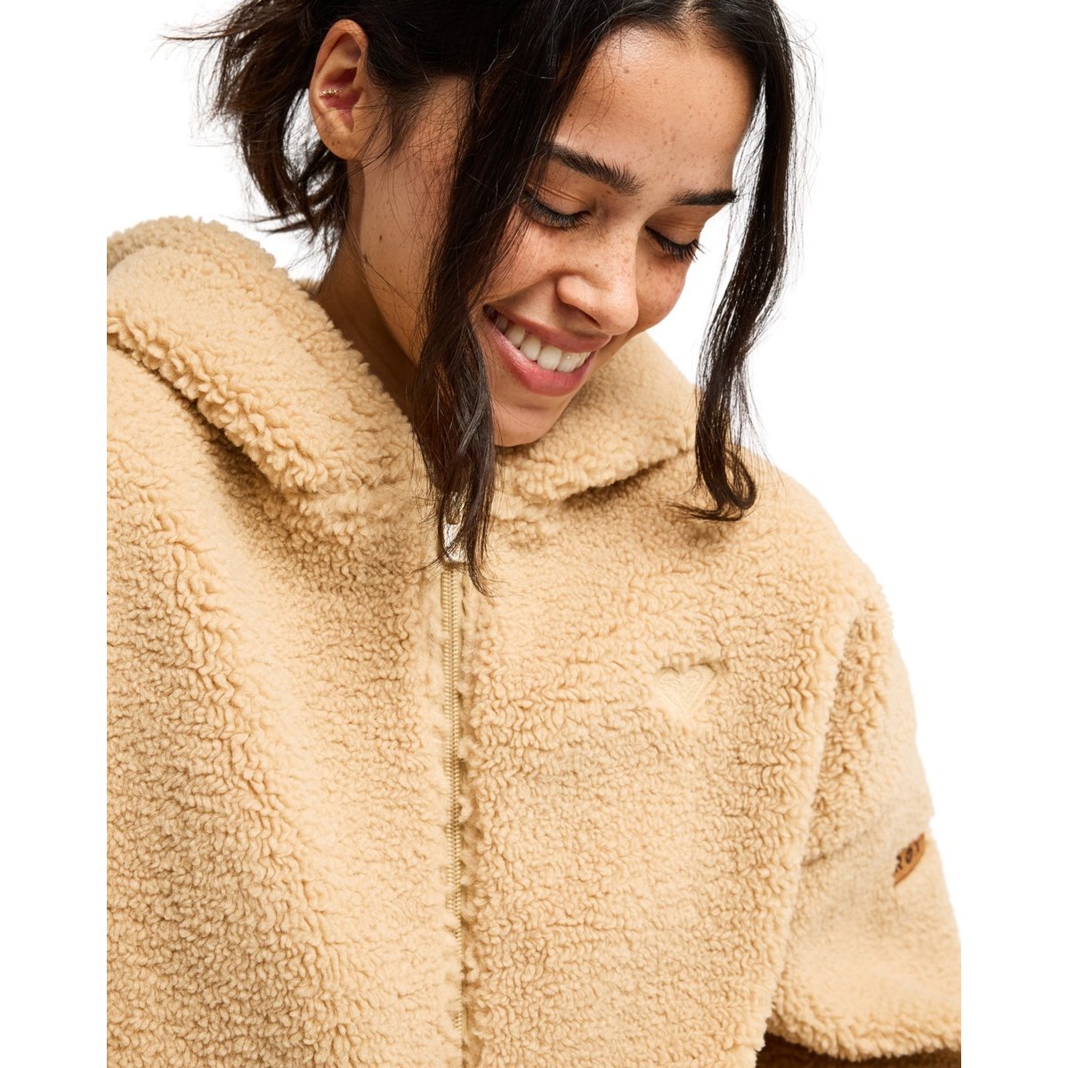 Sweat zippé à capuche TAKE IT OK. beige pebble, ROXY
