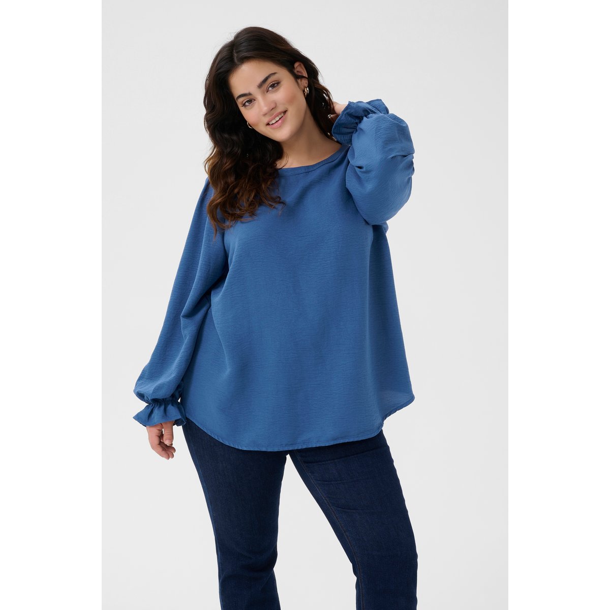 Long sleeved blouse bleu ensign blue, KAFFE CURVE
