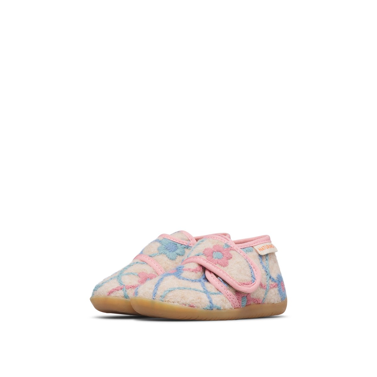 Pantoufles en laine HOME rose-bleu ciel-beige, NATURINO