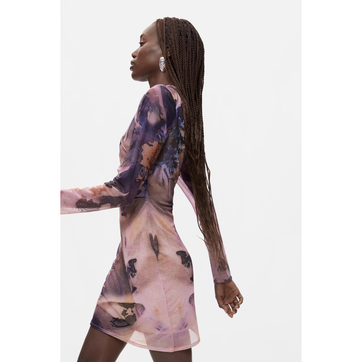Robe imprimée à manches longues rouge, DESIGUAL