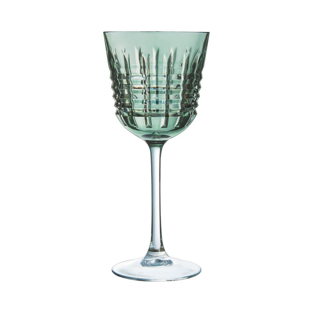 4 verres à pied 25cl -RENDEZ-VOUS BRUME vert, CRISTAL D ARQUES