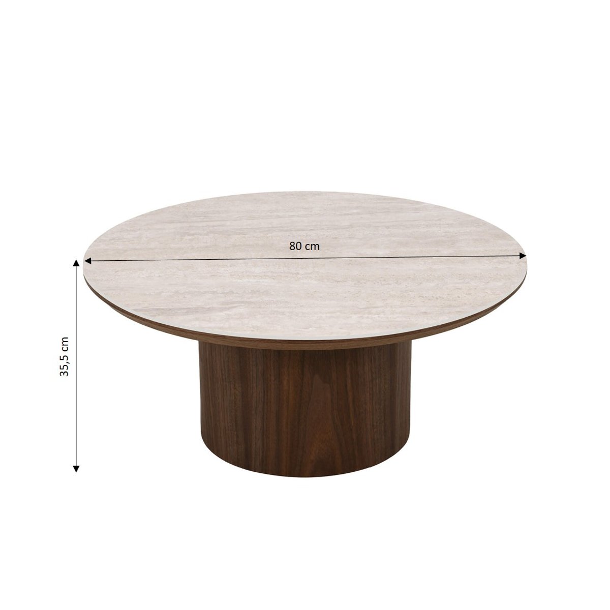 Table basse en céramique LOFA effet travertin et noyer, SORELH