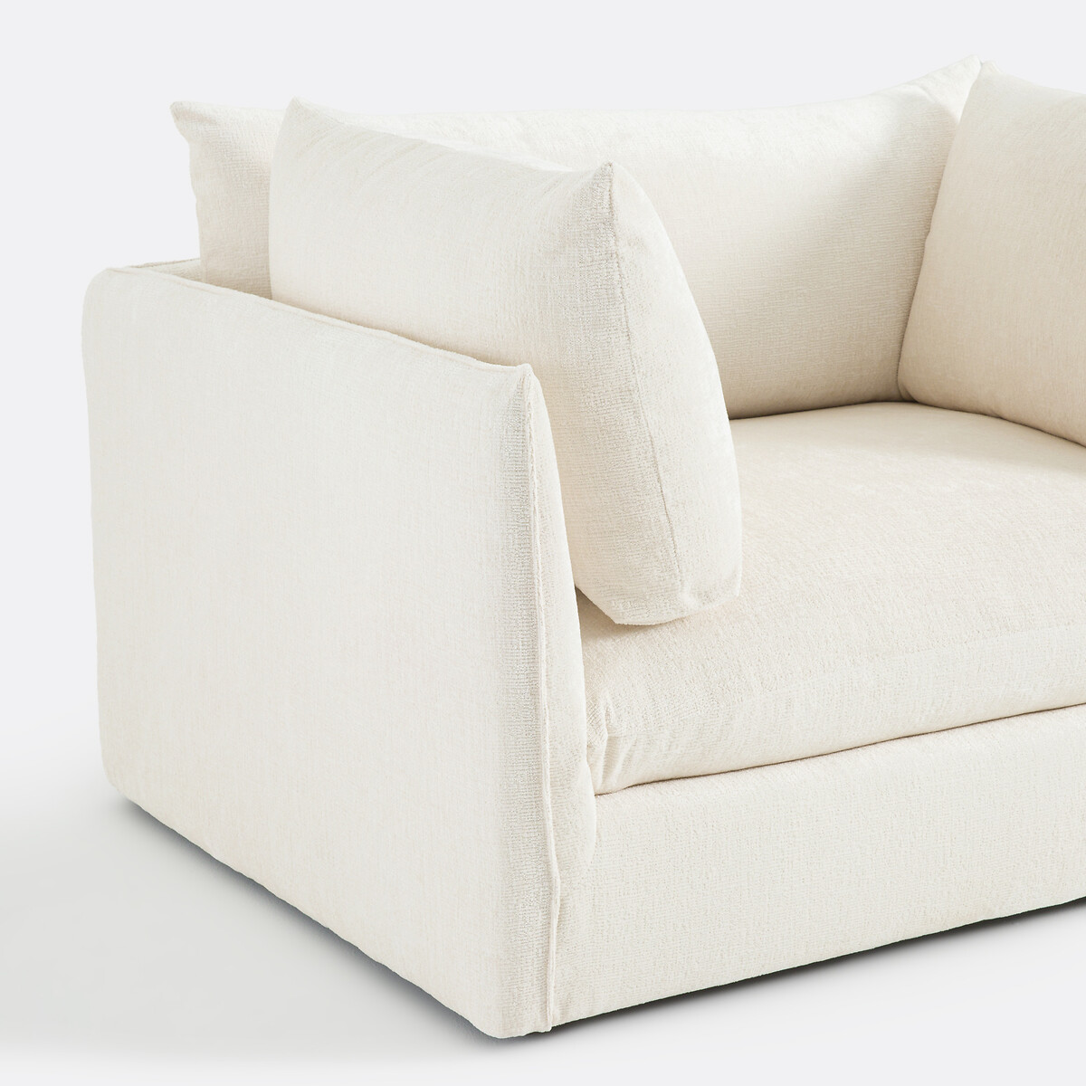XL-Sesselelement für modulares Sofa MALO, aus Struktursamt ecru, LA REDOUTE INTERIEURS
