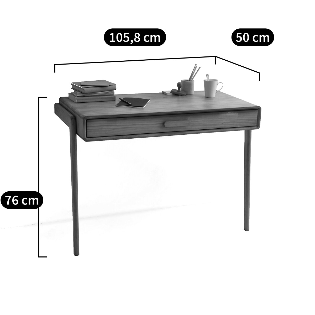 Bureau console, vintage, Colas bois foncé chêne, LA REDOUTE INTERIEURS