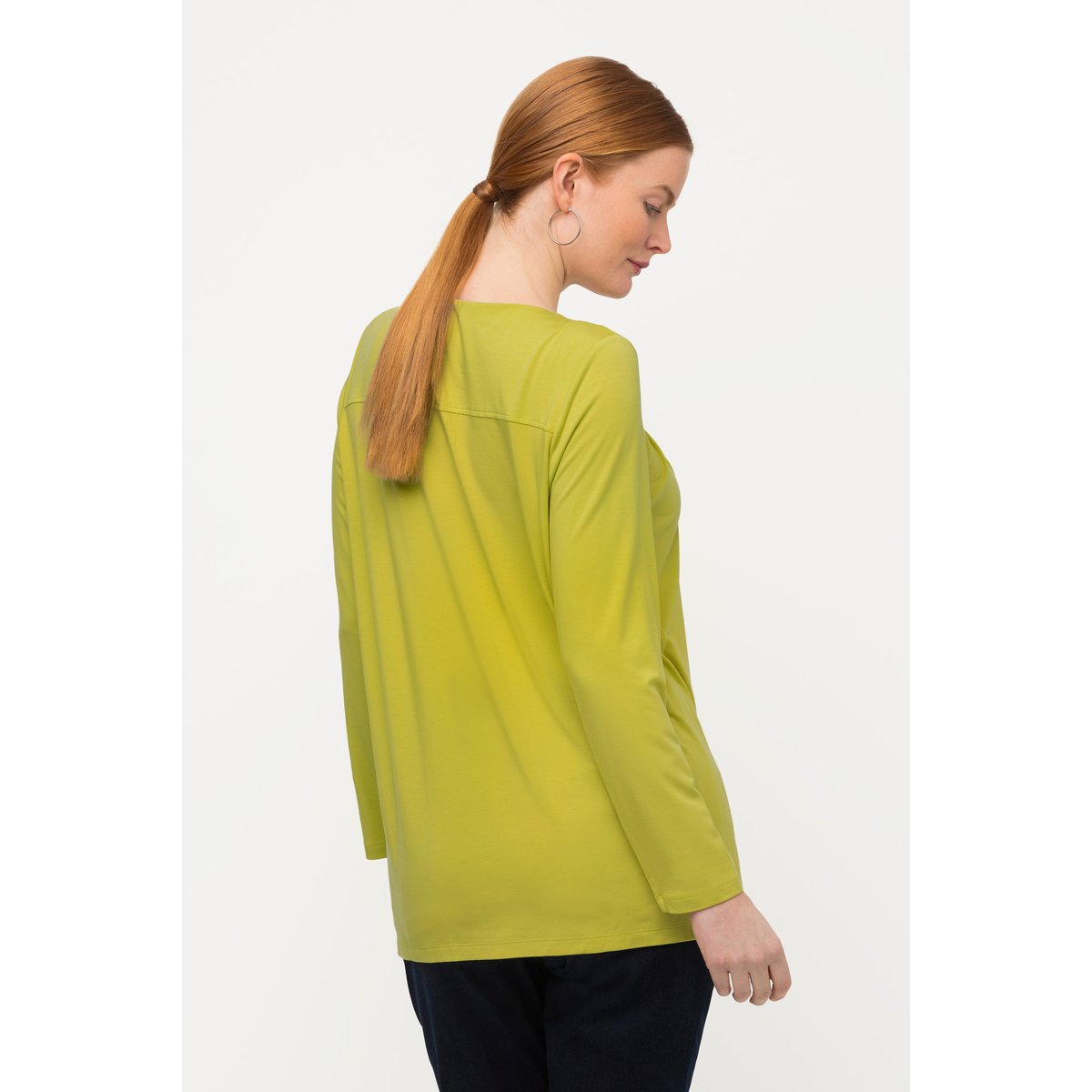 T-shirt, plis fantaisie, motifs, col rond pistache, ULLA POPKEN
