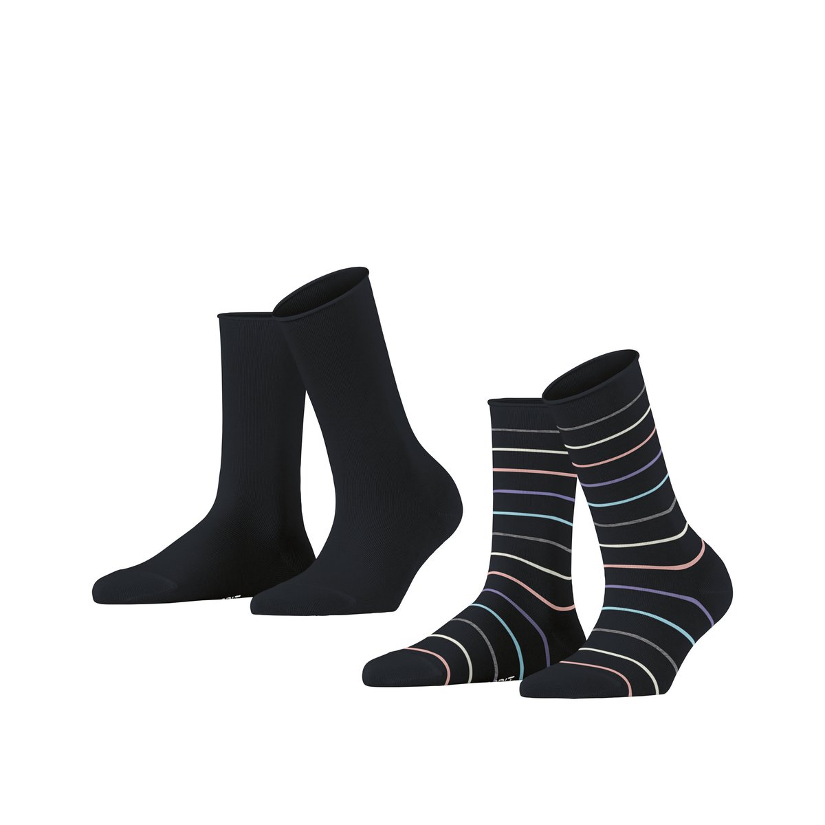 Chaussettes Multi Stripe 2-Pack Opaque noir basique, ESPRIT