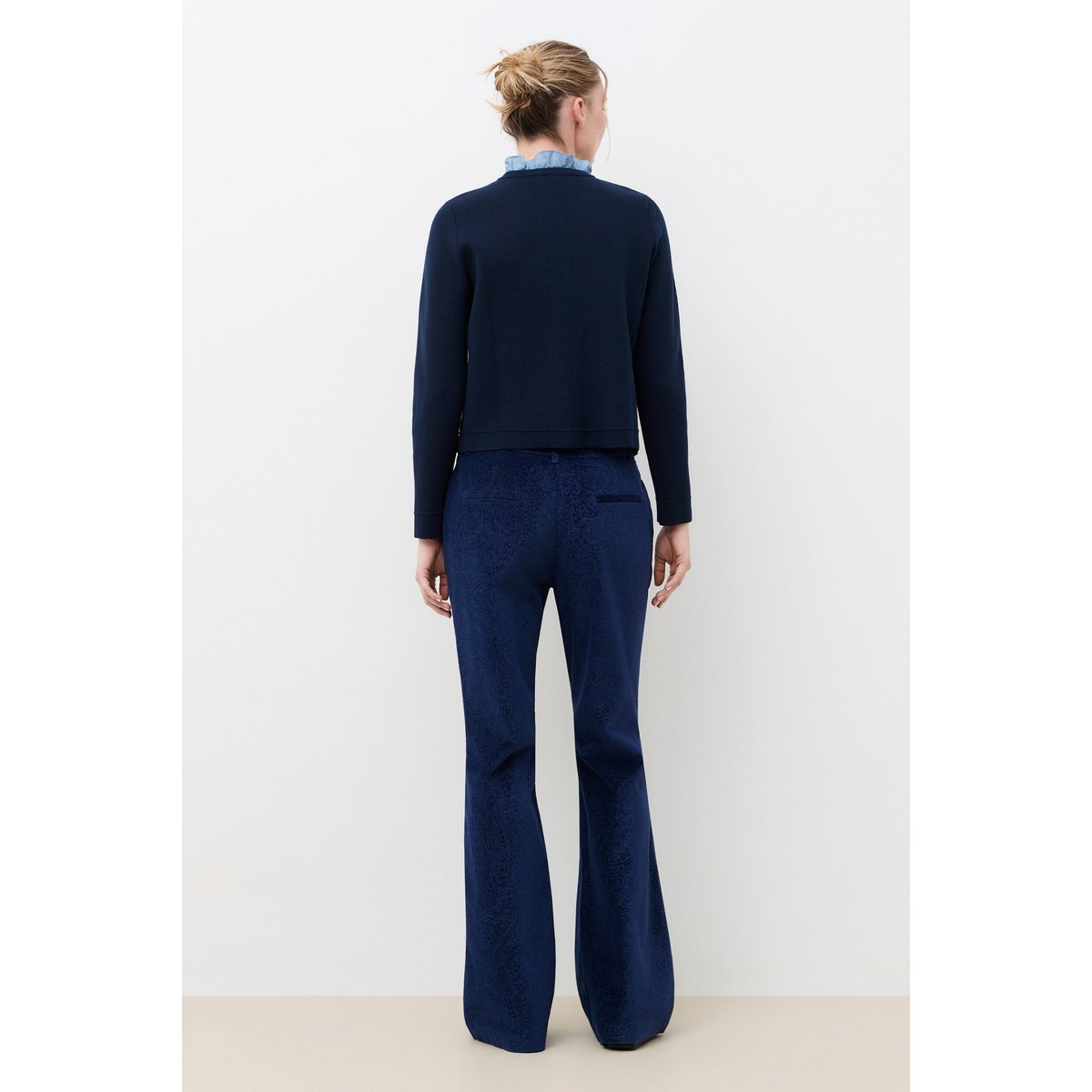 Pull droit col froncé MDELWYN bleu marine, CAROLL